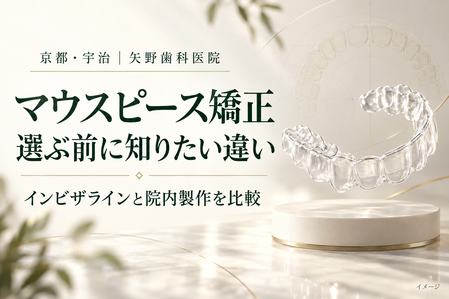 インビザラインと院内製作のマウスピース矯正を比較する記事のイメージ