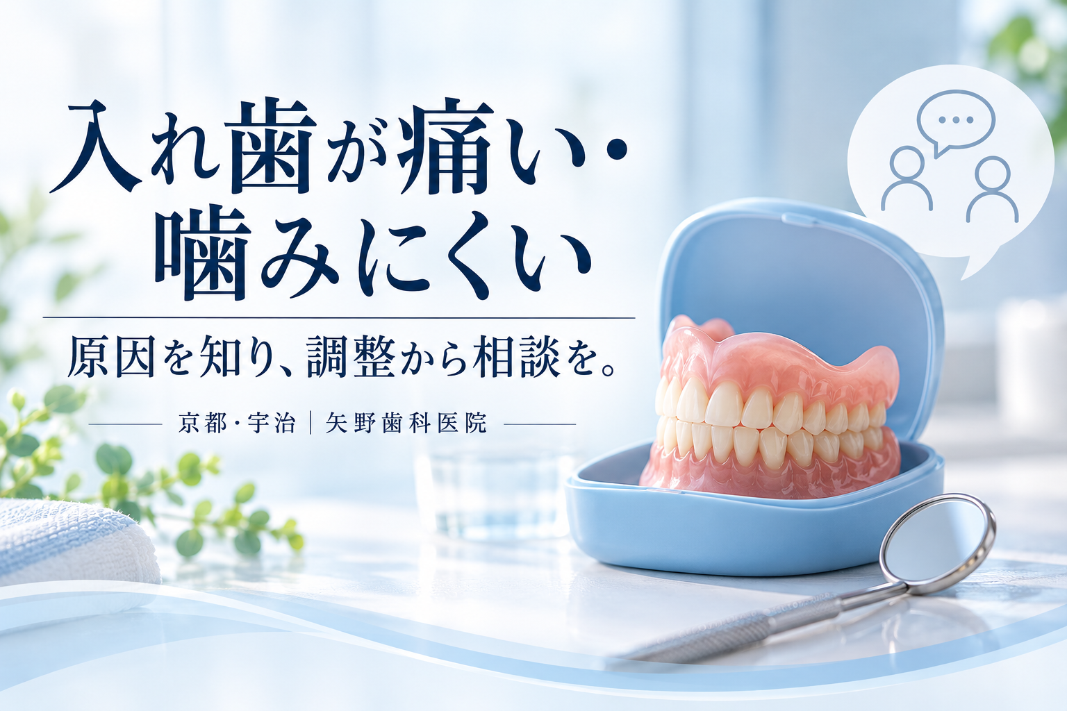 入れ歯が痛い・噛めないときは？宇治で相談する原因と調整・作り直しの考え方の解説イメージ